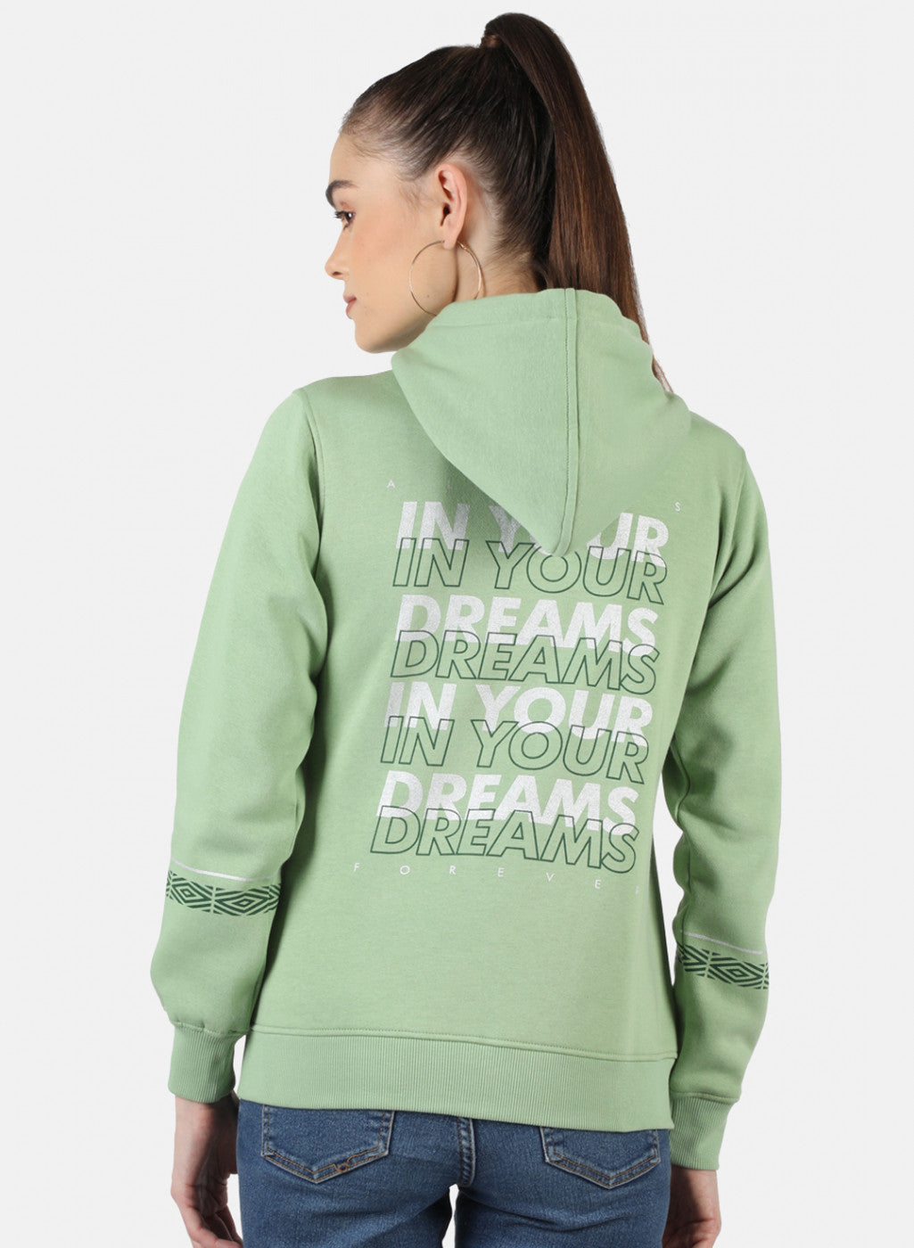 Women Green Solid Sweatshirt