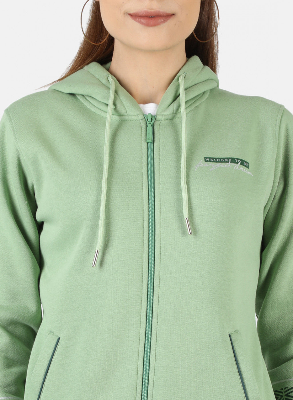 Women Green Solid Sweatshirt