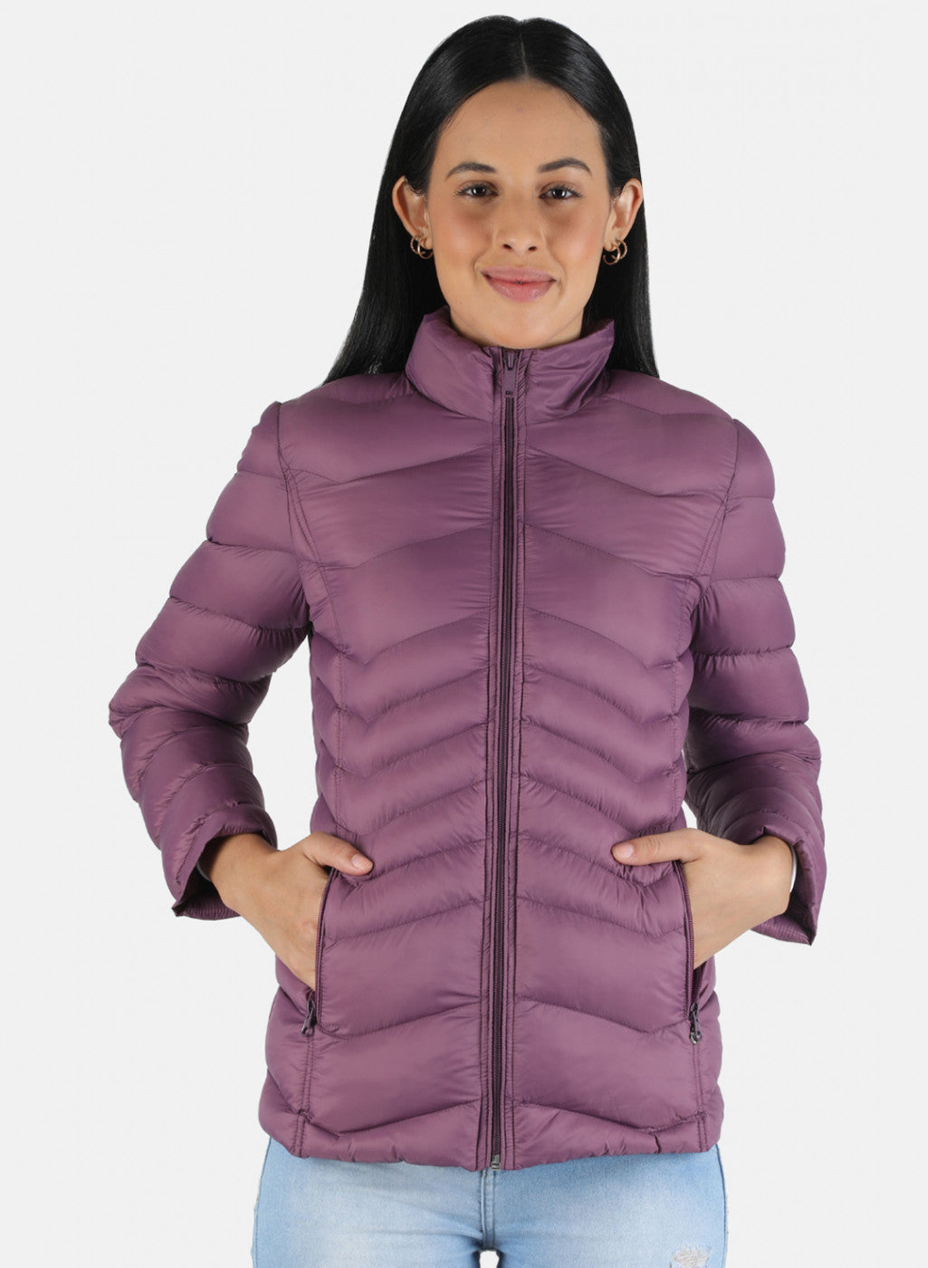 Women Purple Solid Jacket