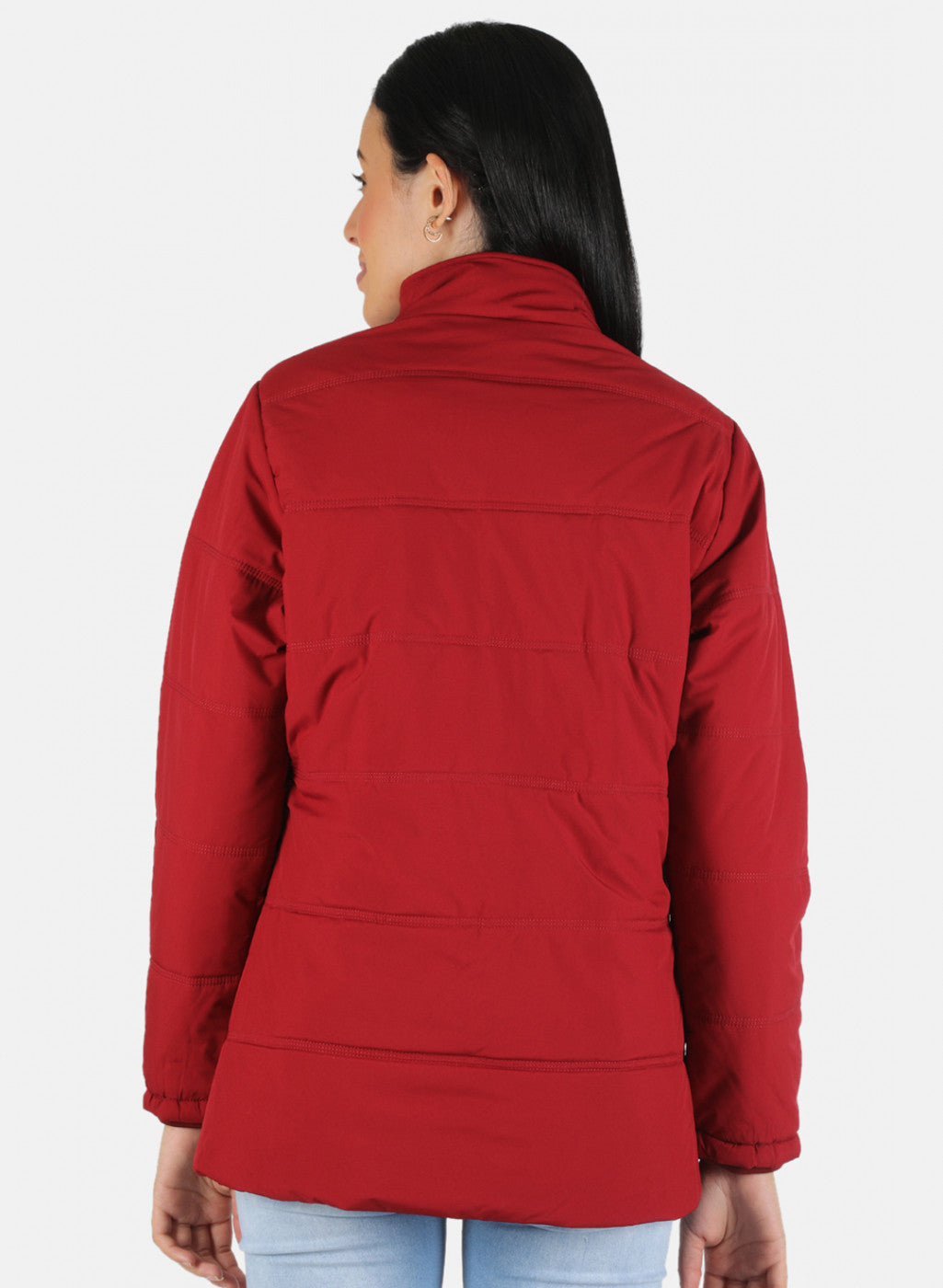 Women Maroon Solid Jacket