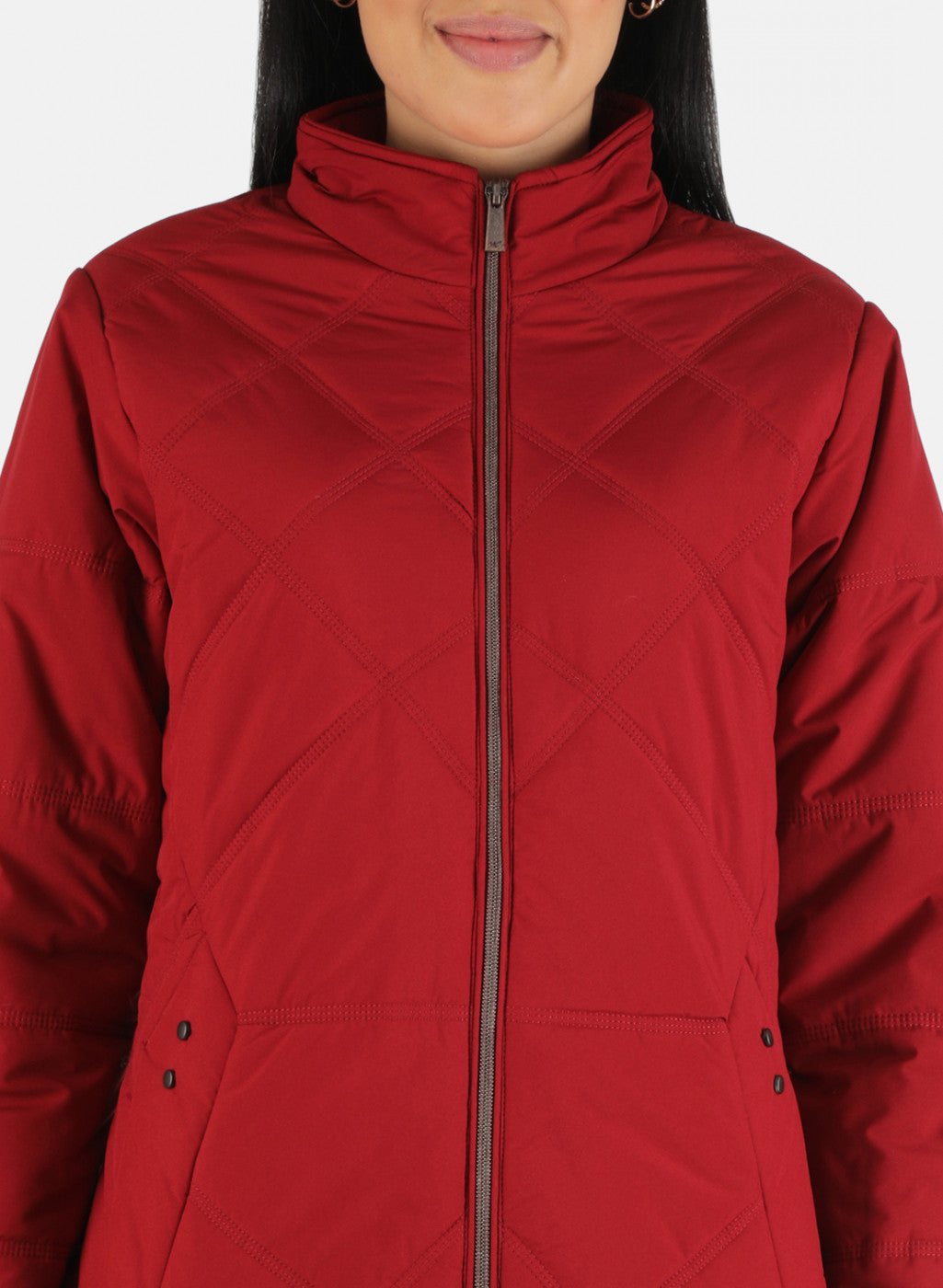 Women Maroon Solid Jacket