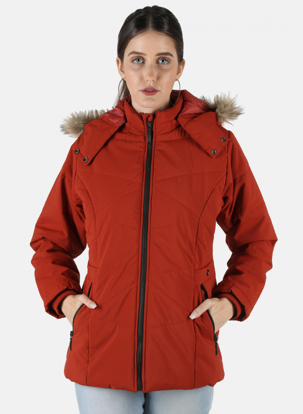 Women Orange Solid Jacket