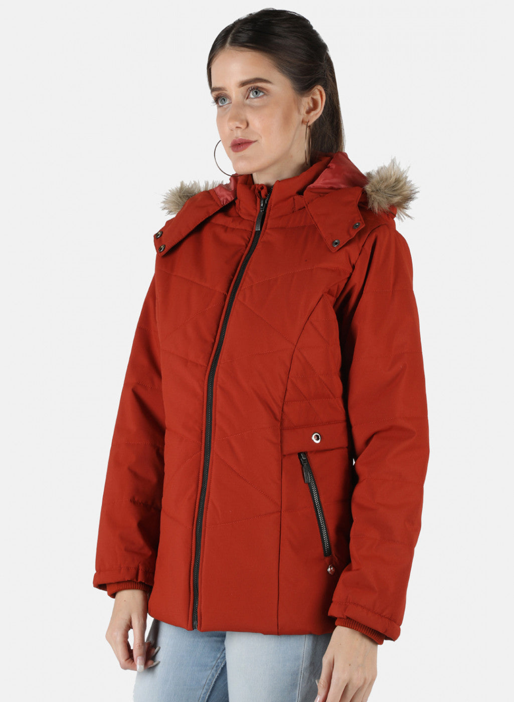 Women Orange Solid Jacket