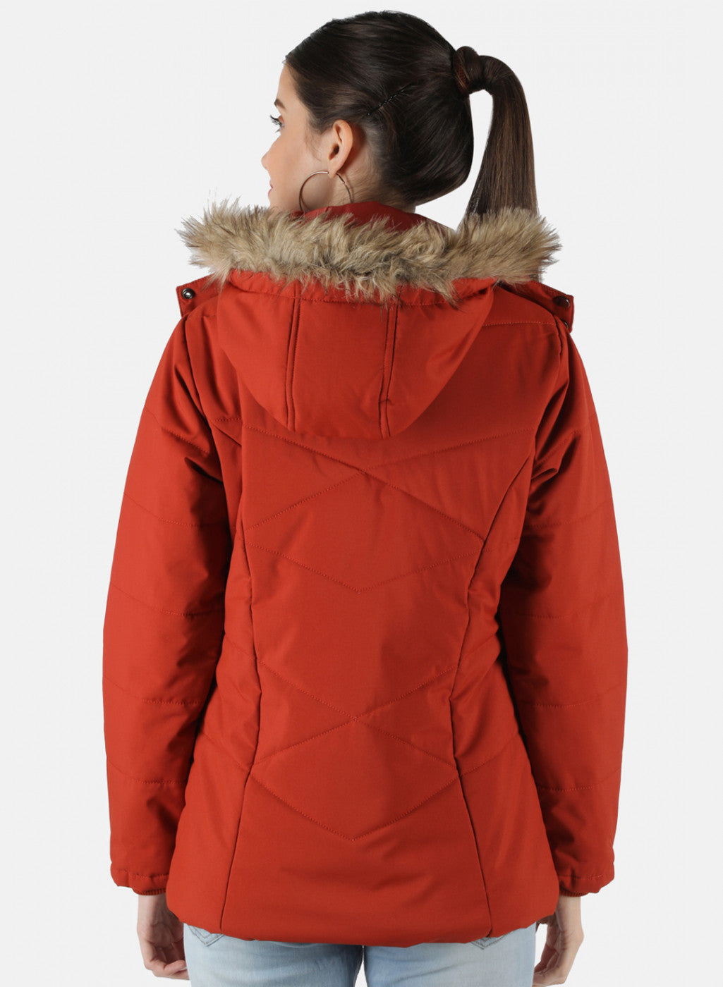 Women Orange Solid Jacket