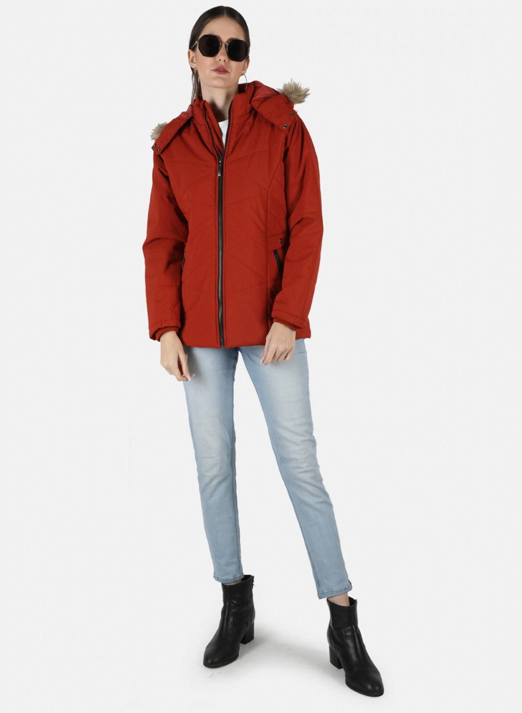 Women Orange Solid Jacket