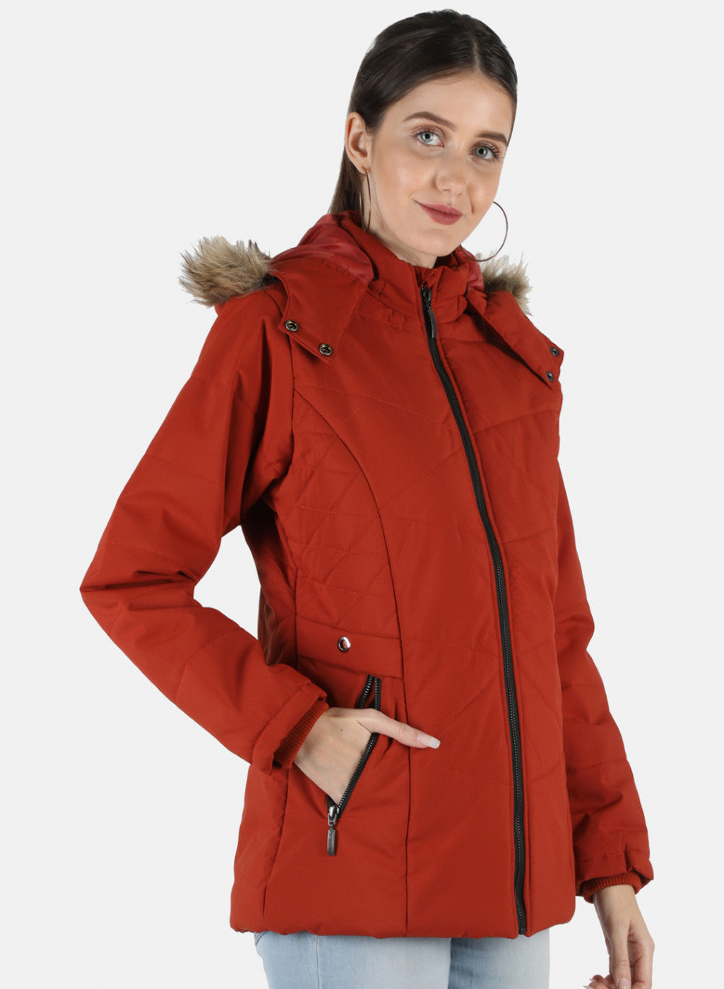 Women Orange Solid Jacket