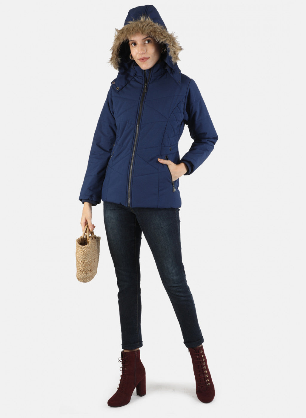 Women Blue Solid Jacket