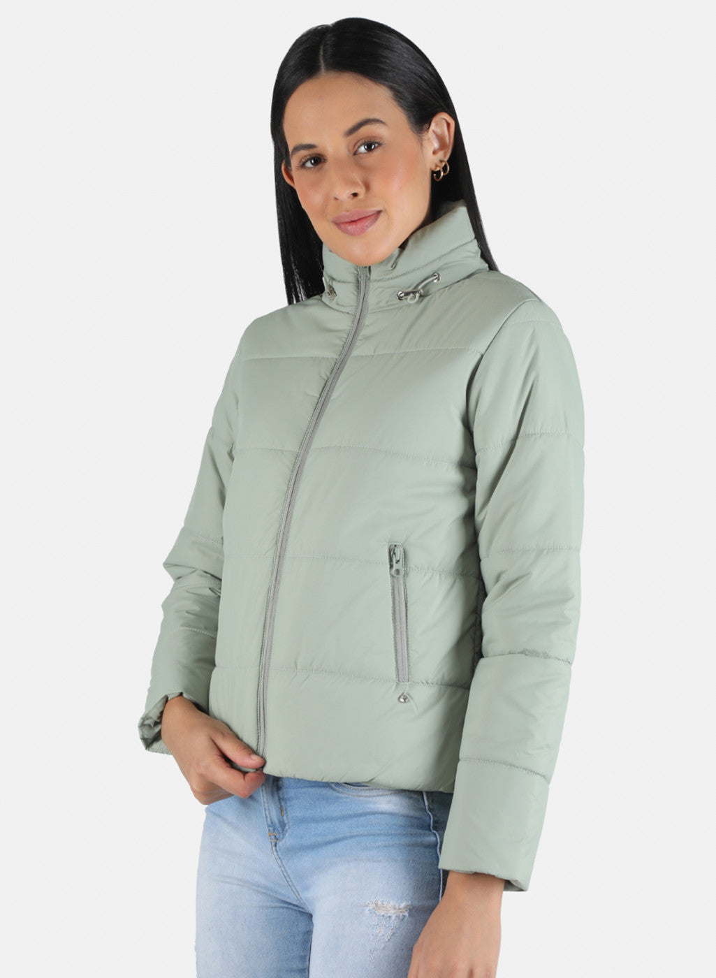 Women Green Solid Jacket