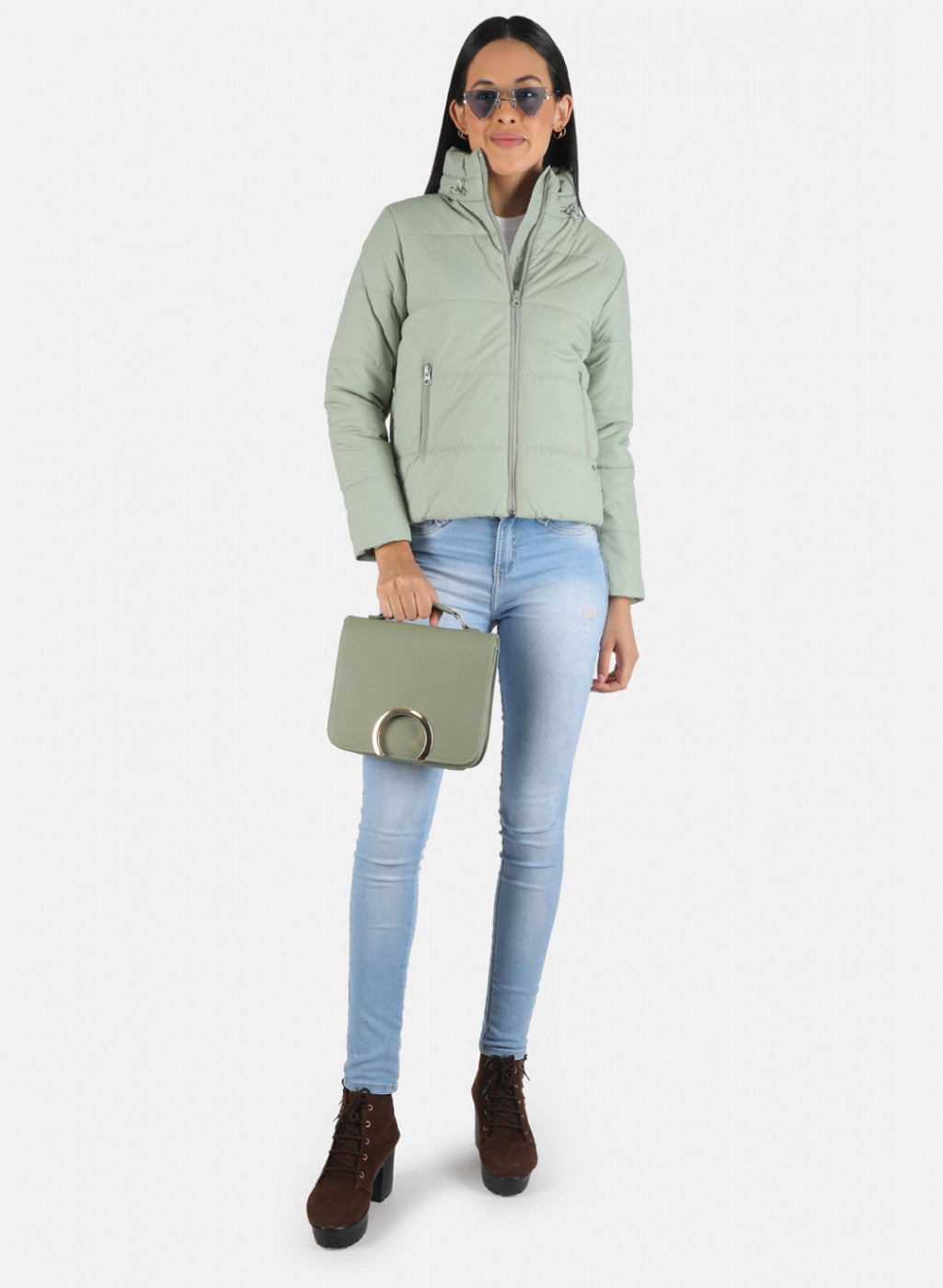 Women Green Solid Jacket