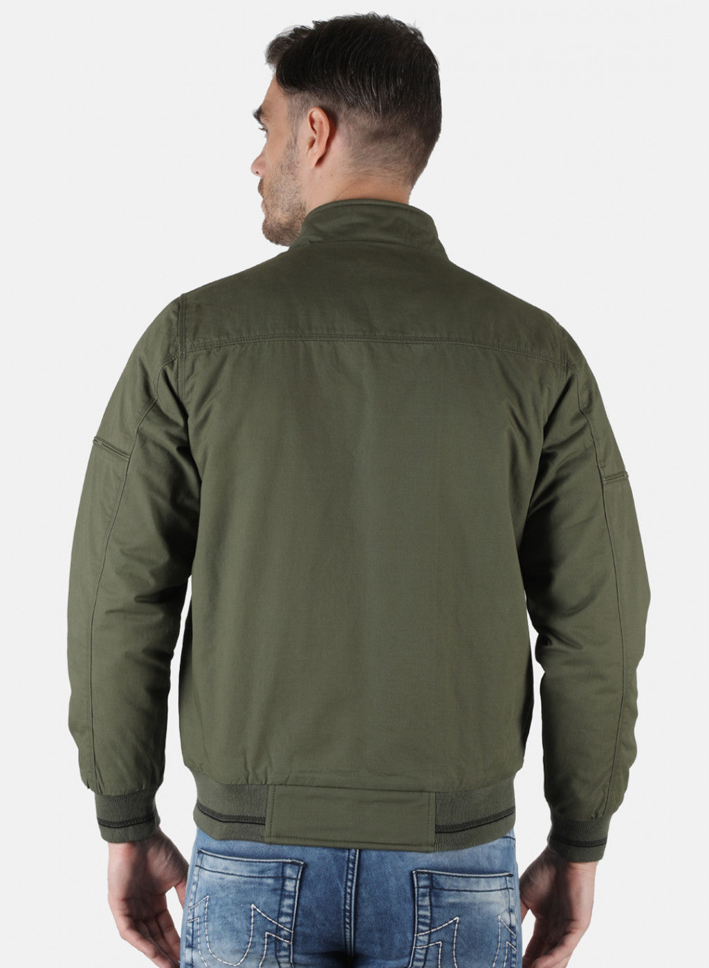 Men Olive Solid Jacket