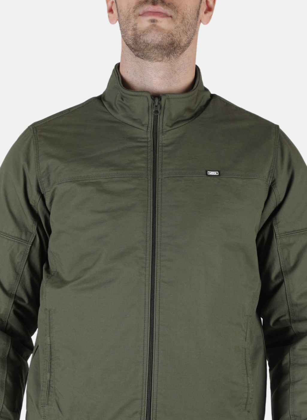 Men Olive Solid Jacket