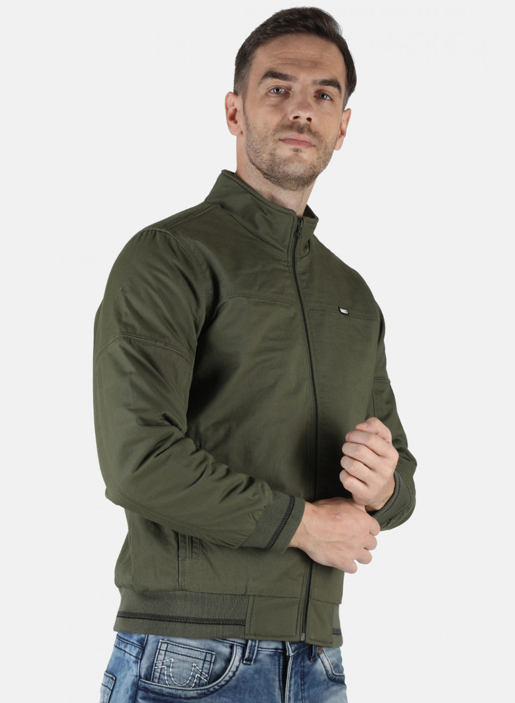 Men Olive Solid Jacket