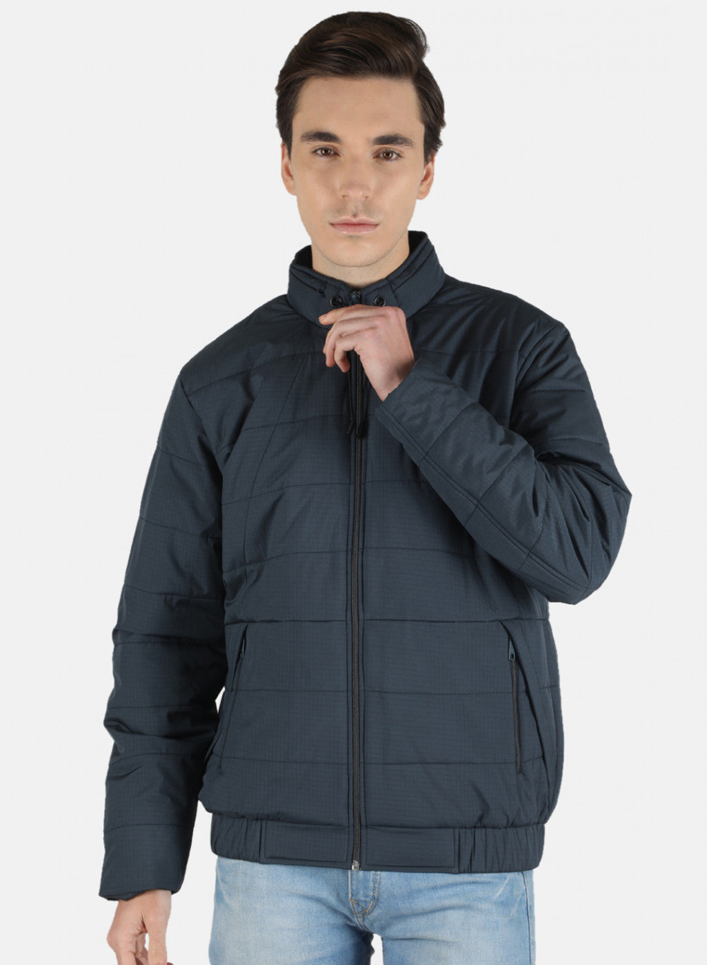 Men NAvy Blue Solid Jacket