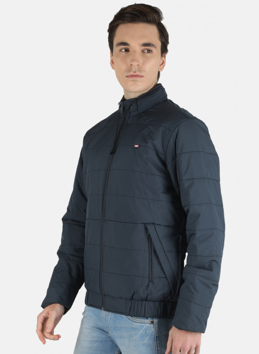 Men NAvy Blue Solid Jacket