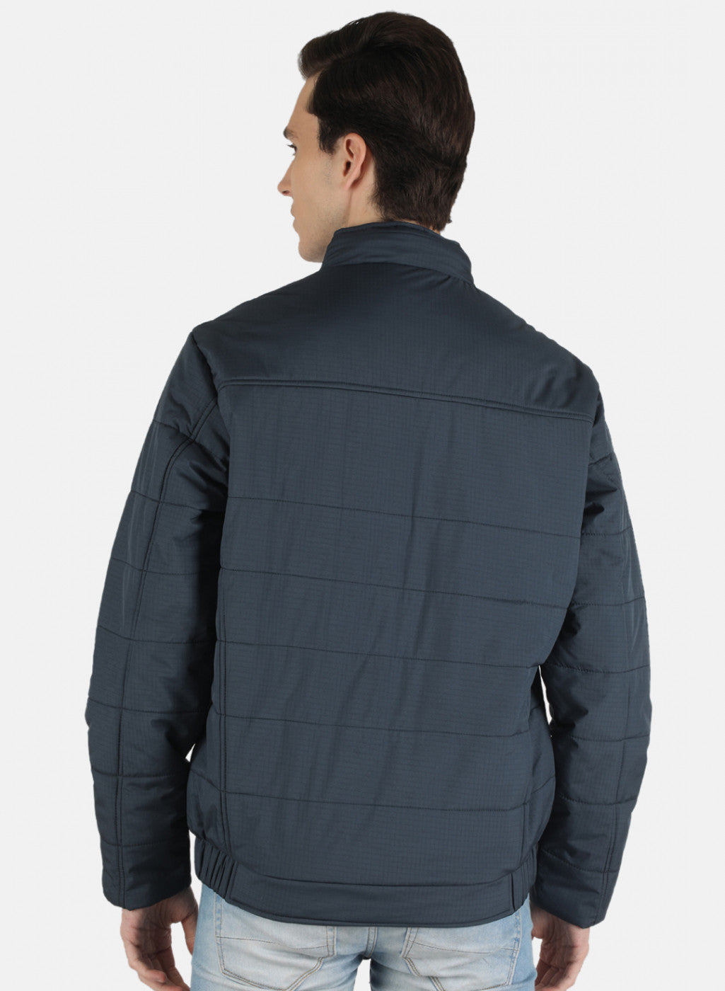 Men NAvy Blue Solid Jacket