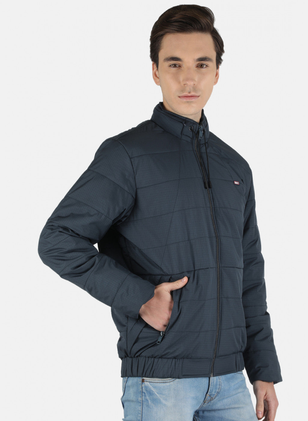 Men NAvy Blue Solid Jacket