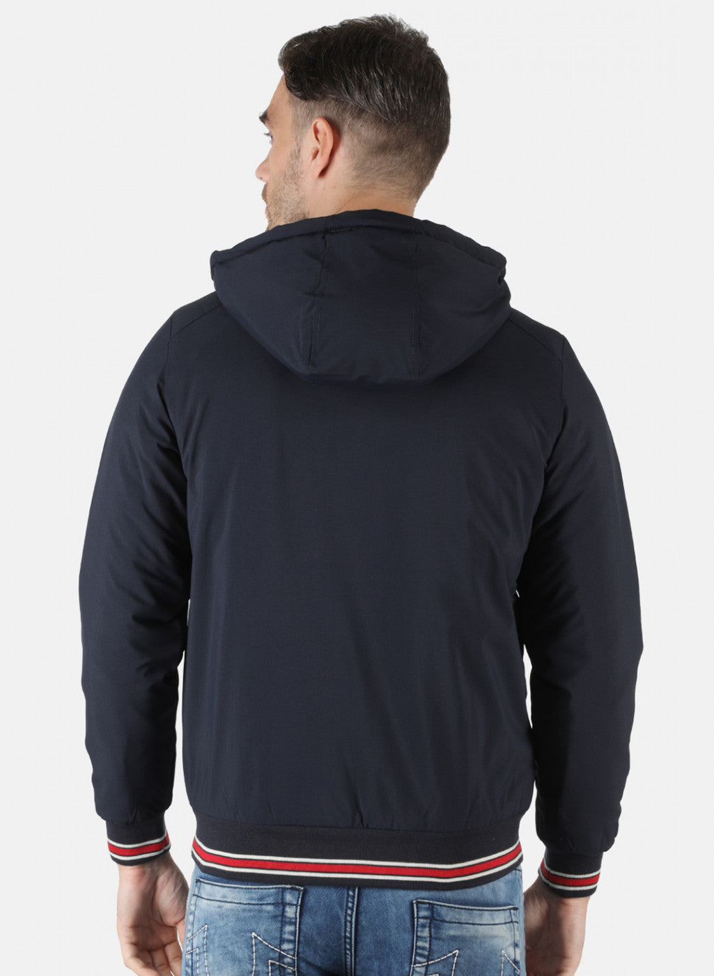 Men NAvy Blue Solid Jacket