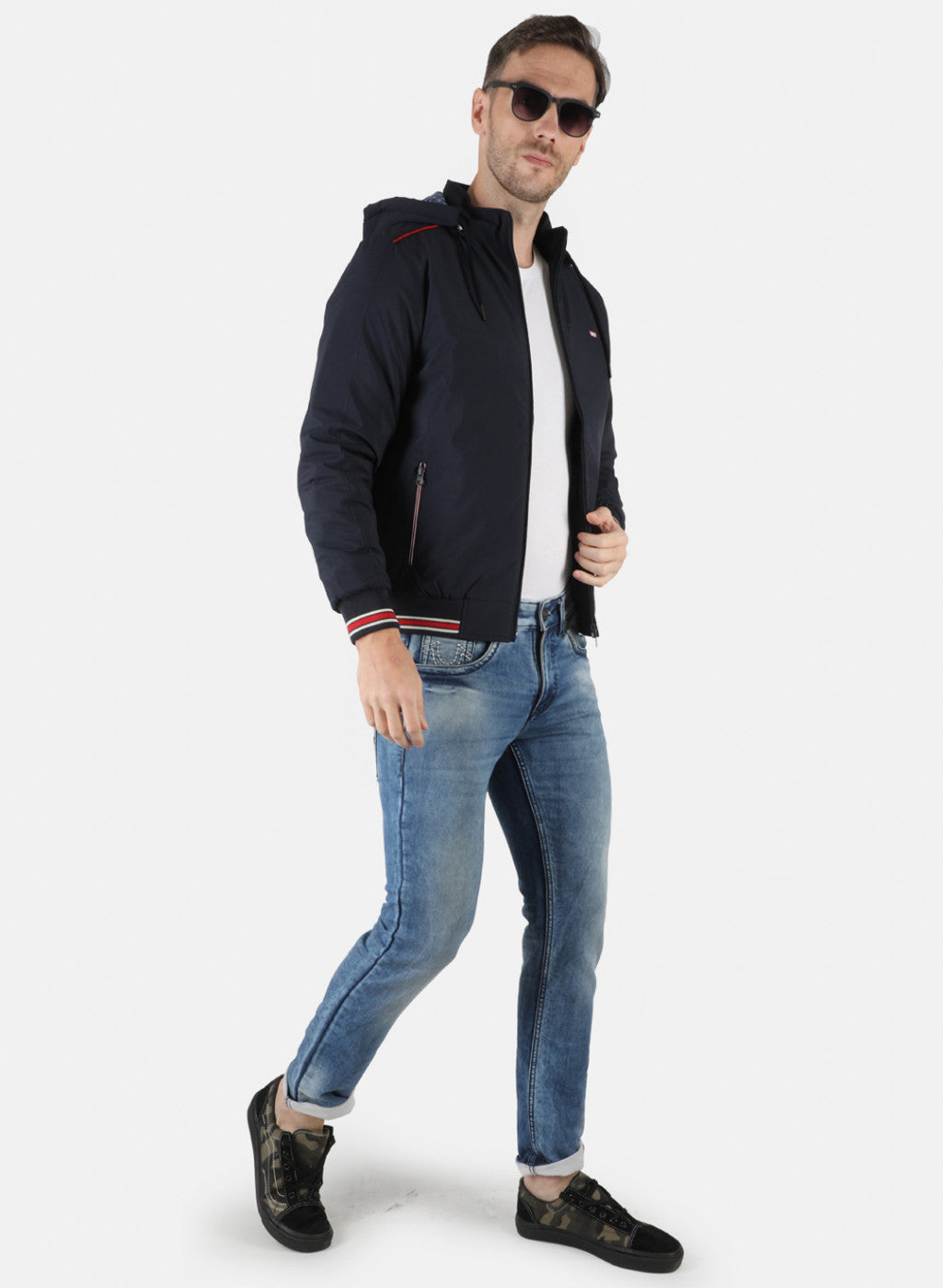 Men NAvy Blue Solid Jacket