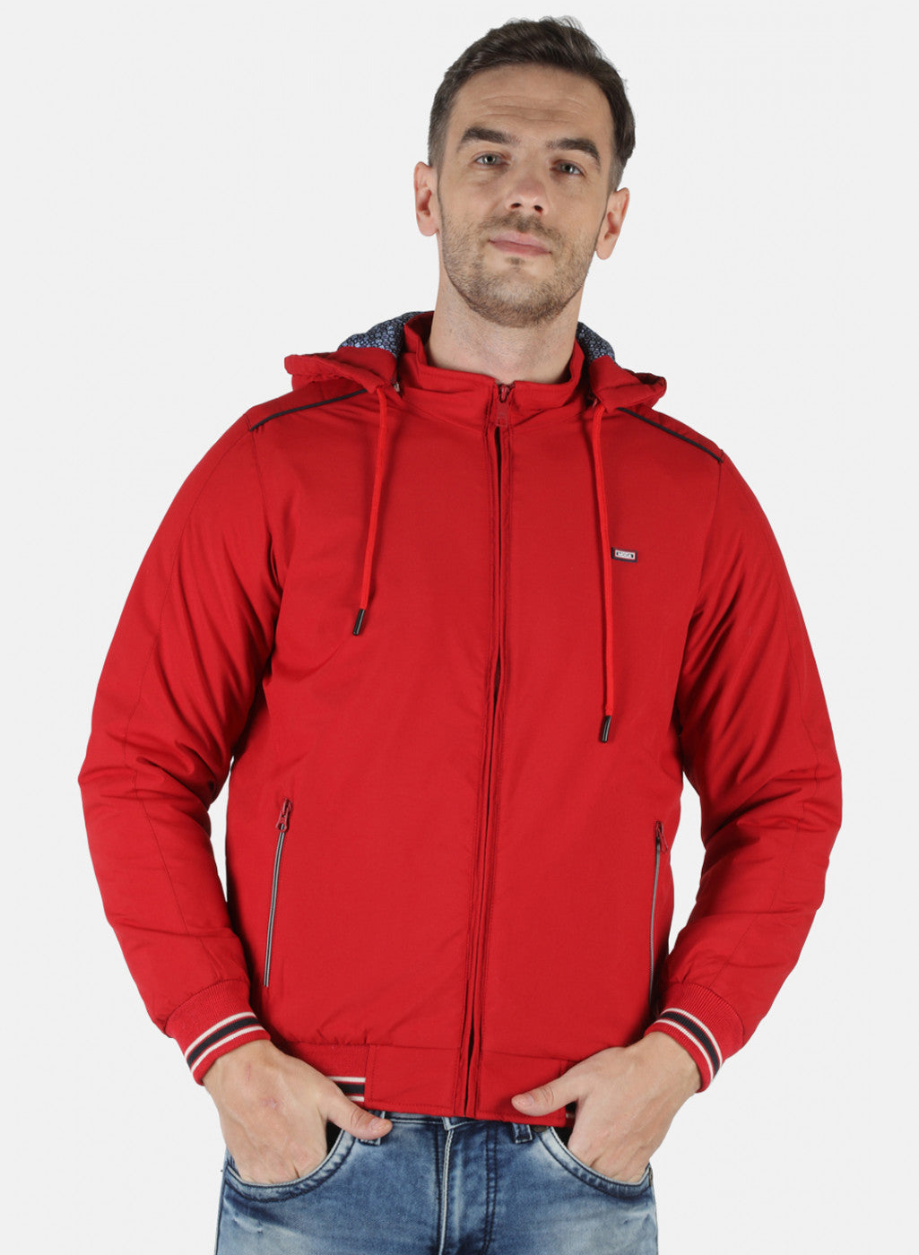 Men Red Solid Jacket