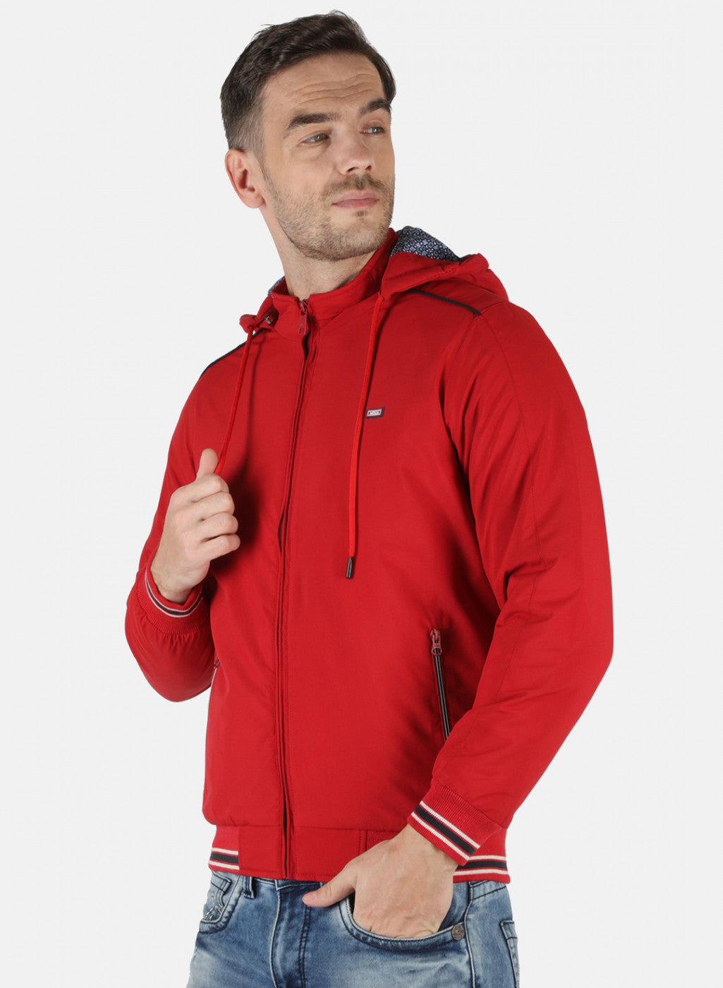 Men Red Solid Jacket