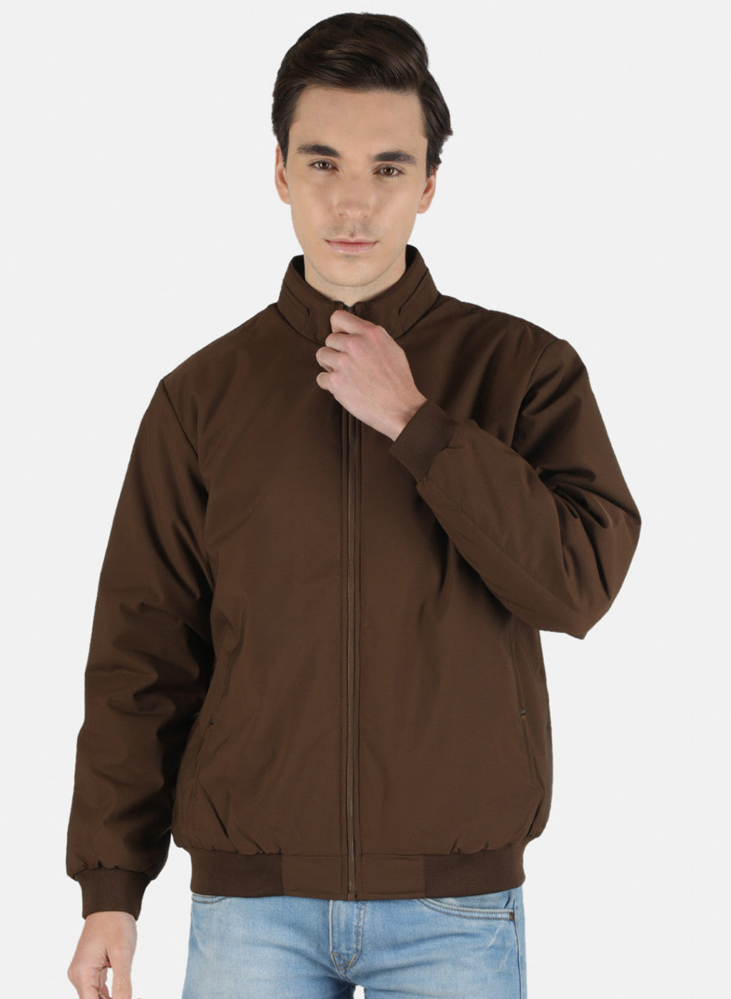 Men Brown Solid Jacket