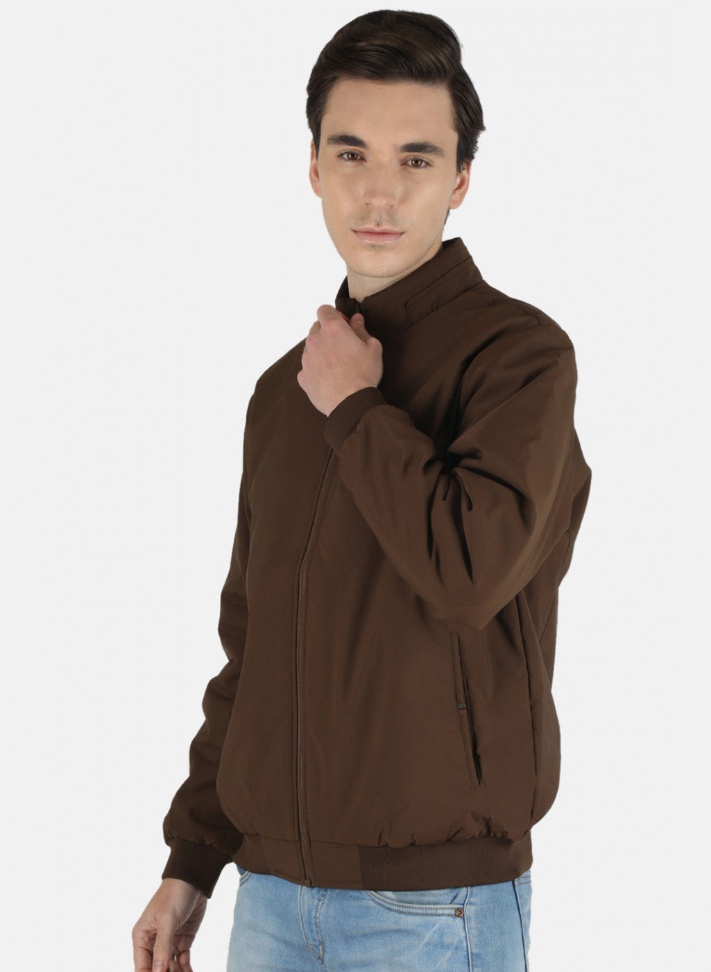 Men Brown Solid Jacket