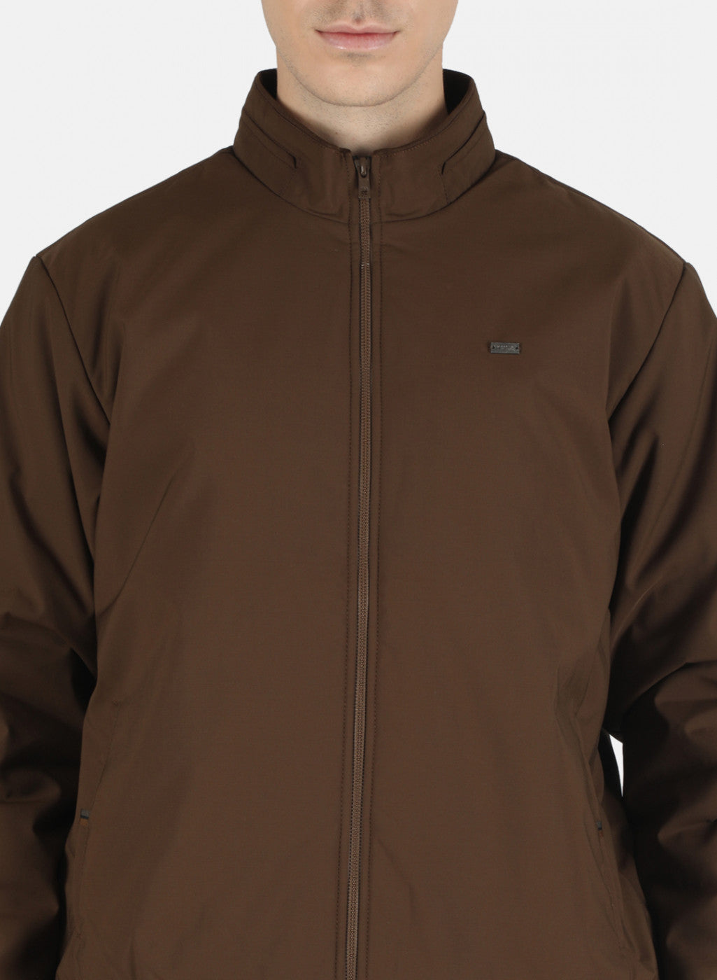 Men Brown Solid Jacket