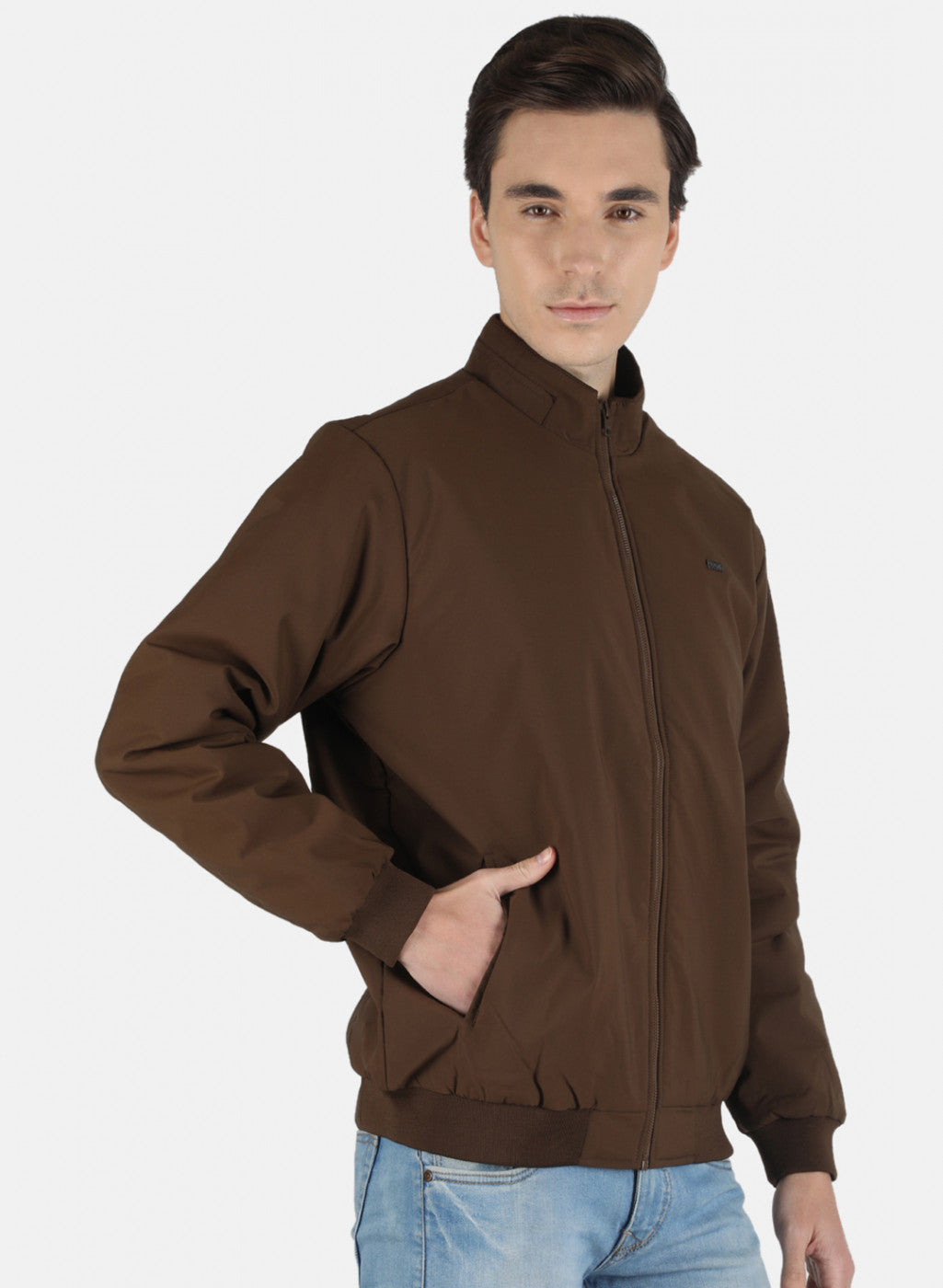 Men Brown Solid Jacket