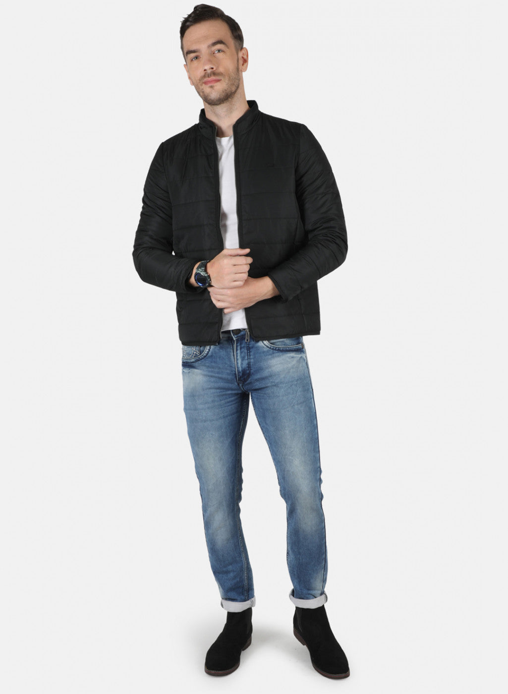 Men Black Solid Jacket