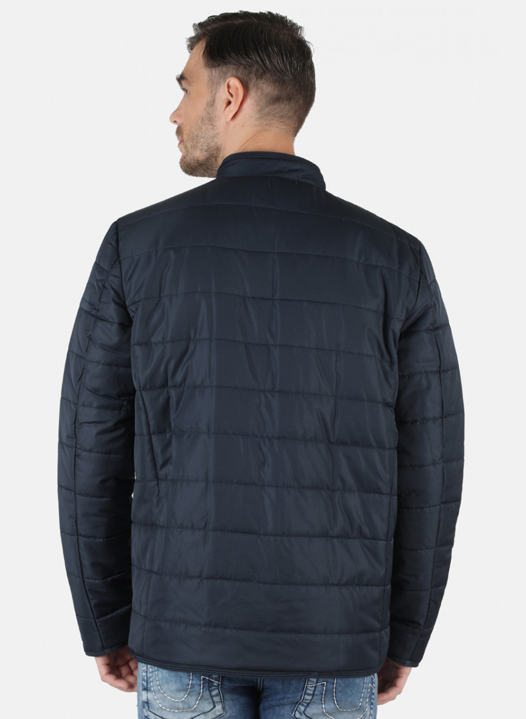 Men NAvy Blue Solid Jacket