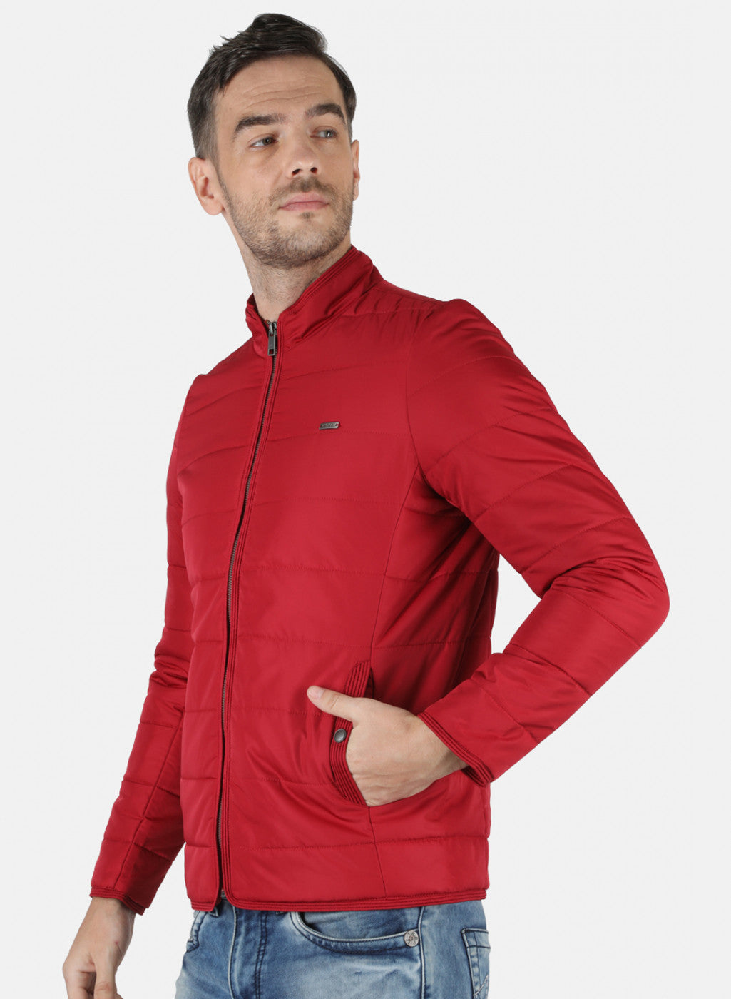 Men Red Solid Jacket