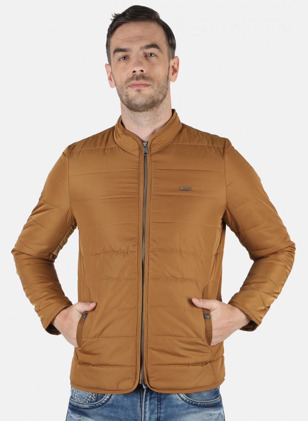 Men Mustard Solid Jacket