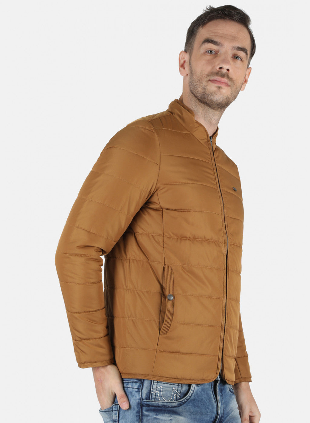 Men Mustard Solid Jacket