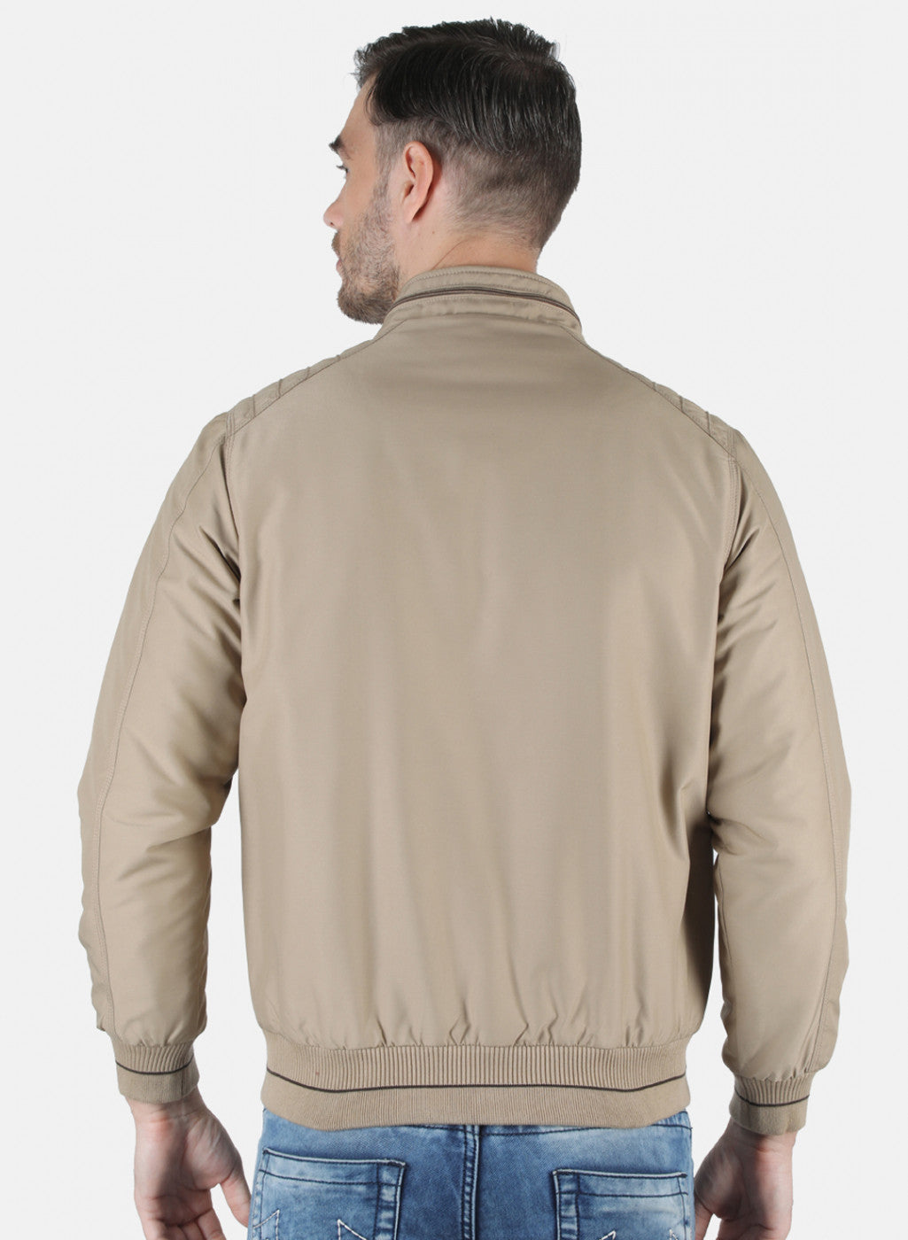 Men Beige Solid Jacket