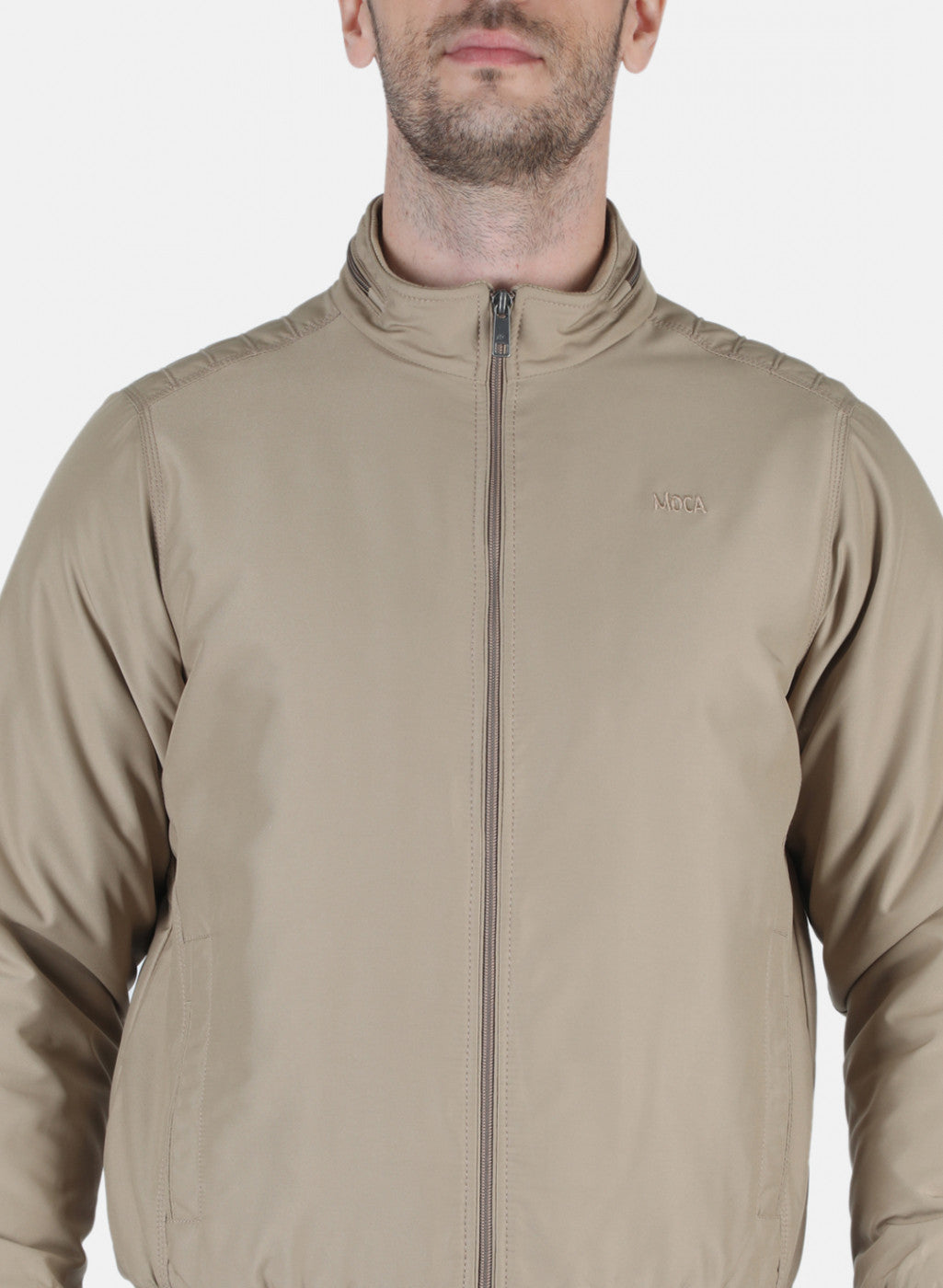 Men Beige Solid Jacket