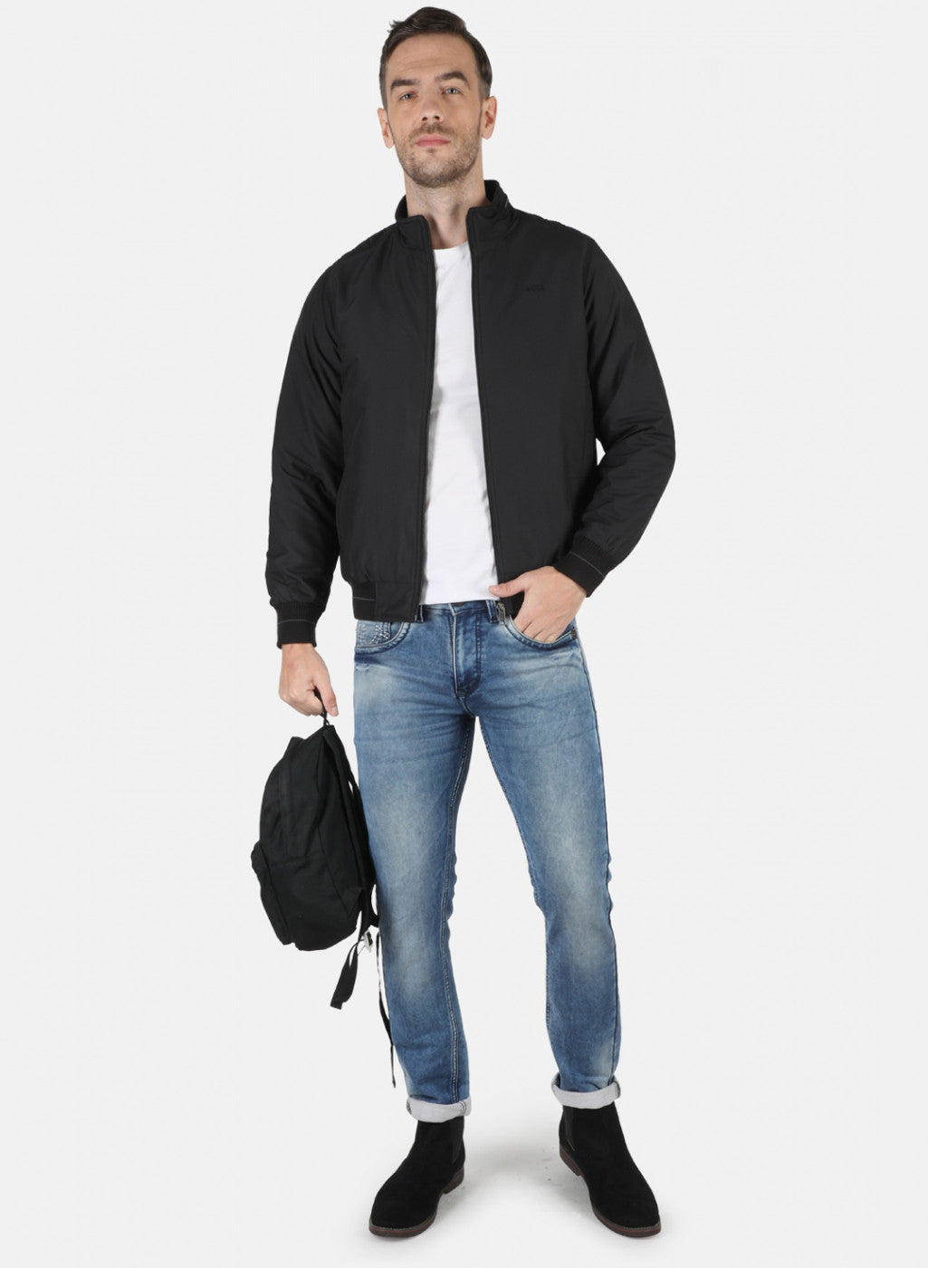 Men Black Solid Jacket