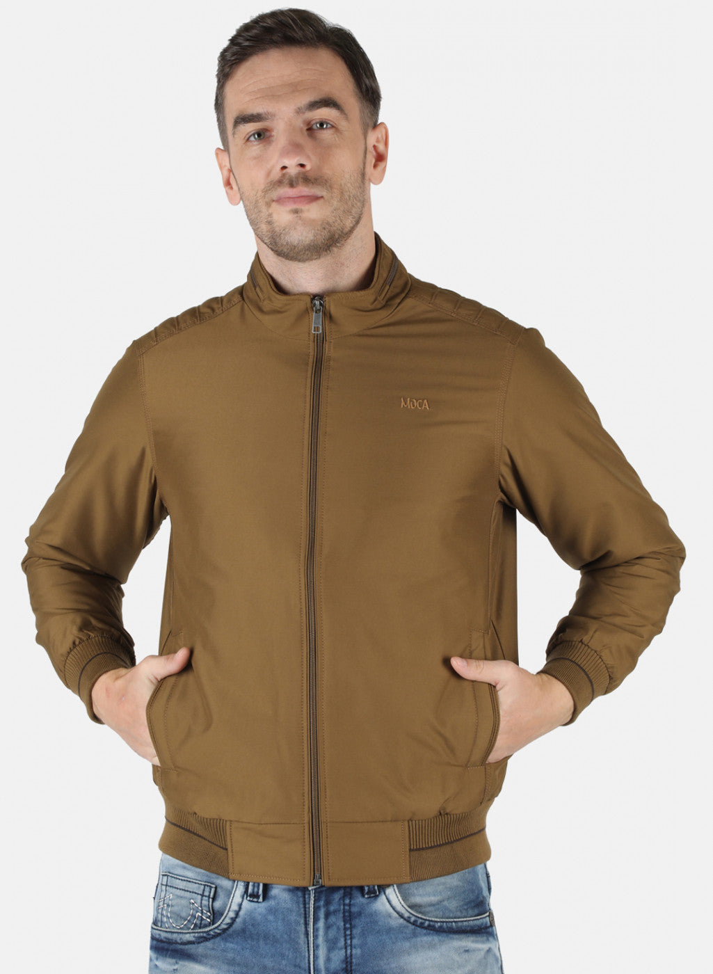 Men Brown Solid Jacket