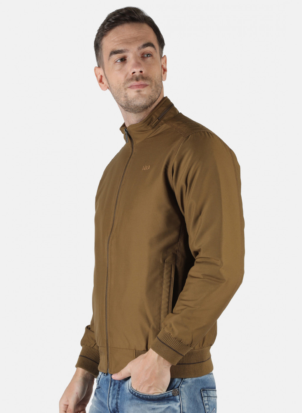 Men Brown Solid Jacket