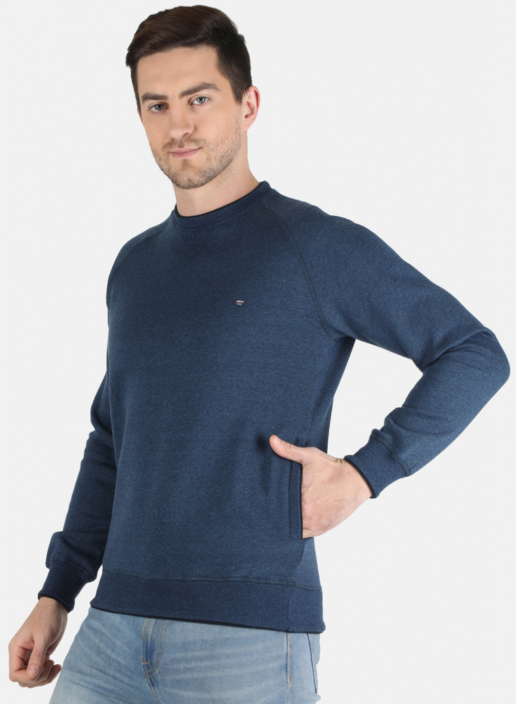 Men Blue Solid Sweatshirt