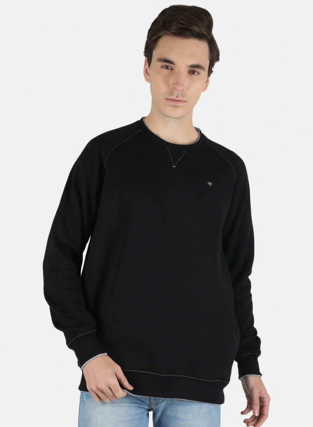 Men Black Solid Sweatshirt