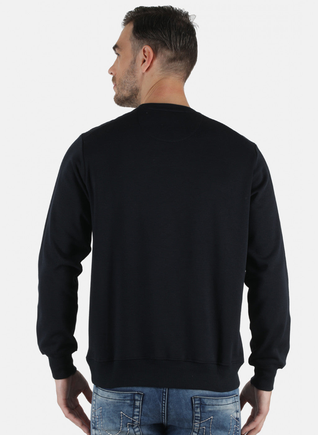 Men NAvy Blue Solid Sweatshirt