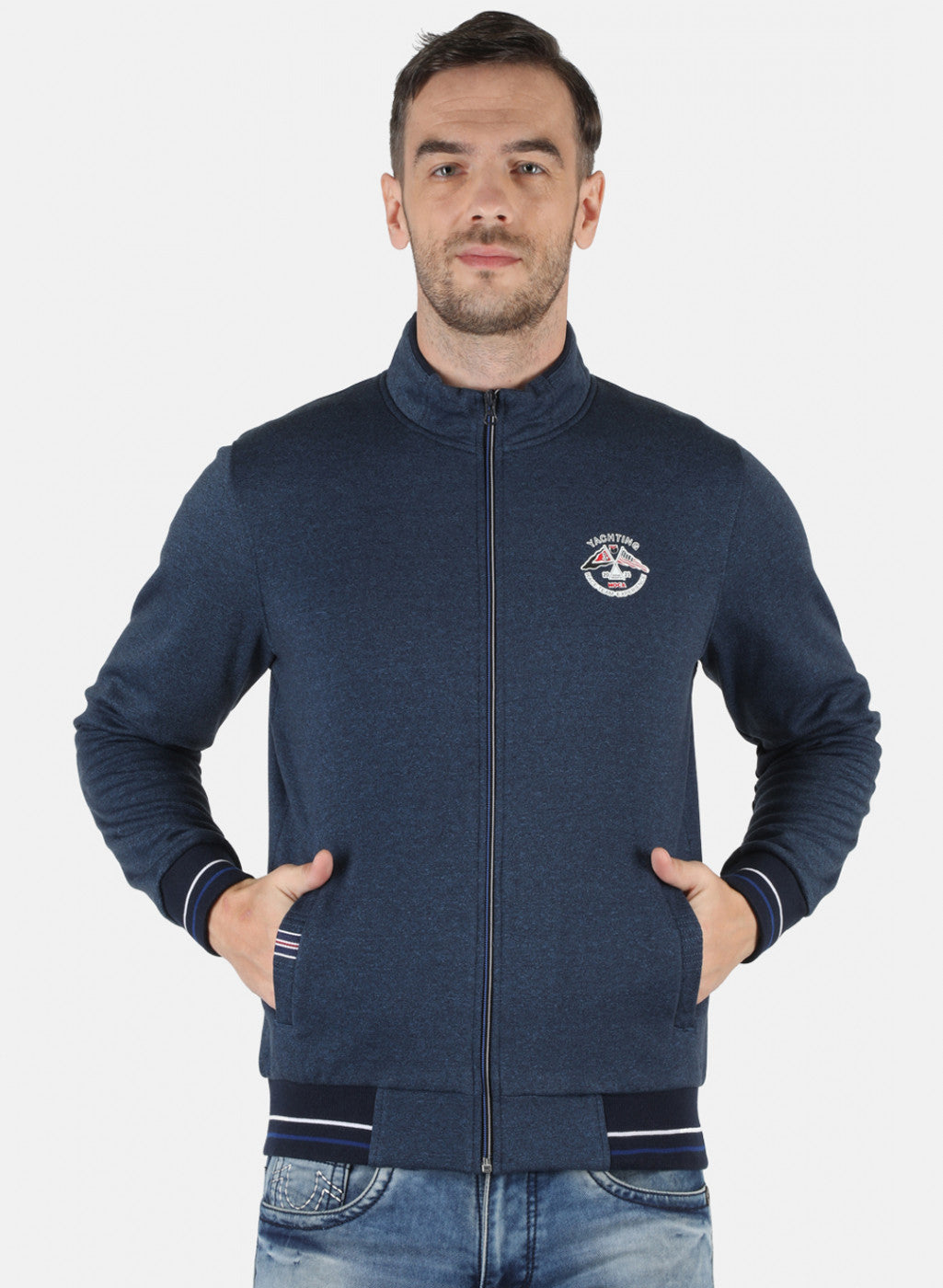 Men Blue Solid Sweatshirt