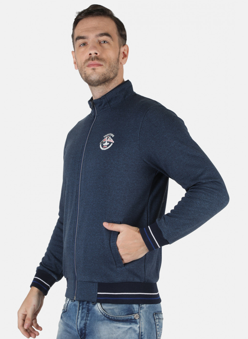 Men Blue Solid Sweatshirt