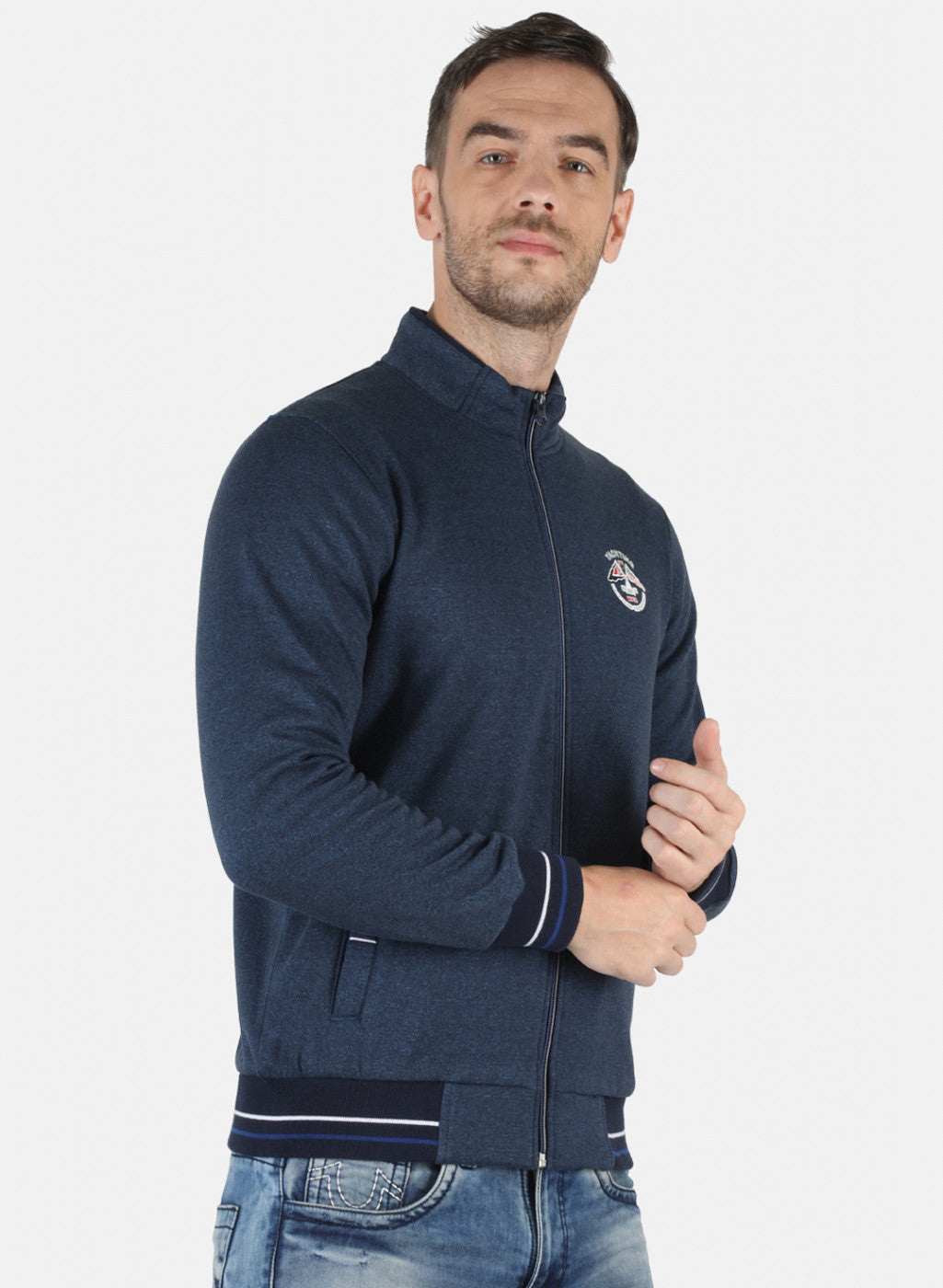 Men Blue Solid Sweatshirt