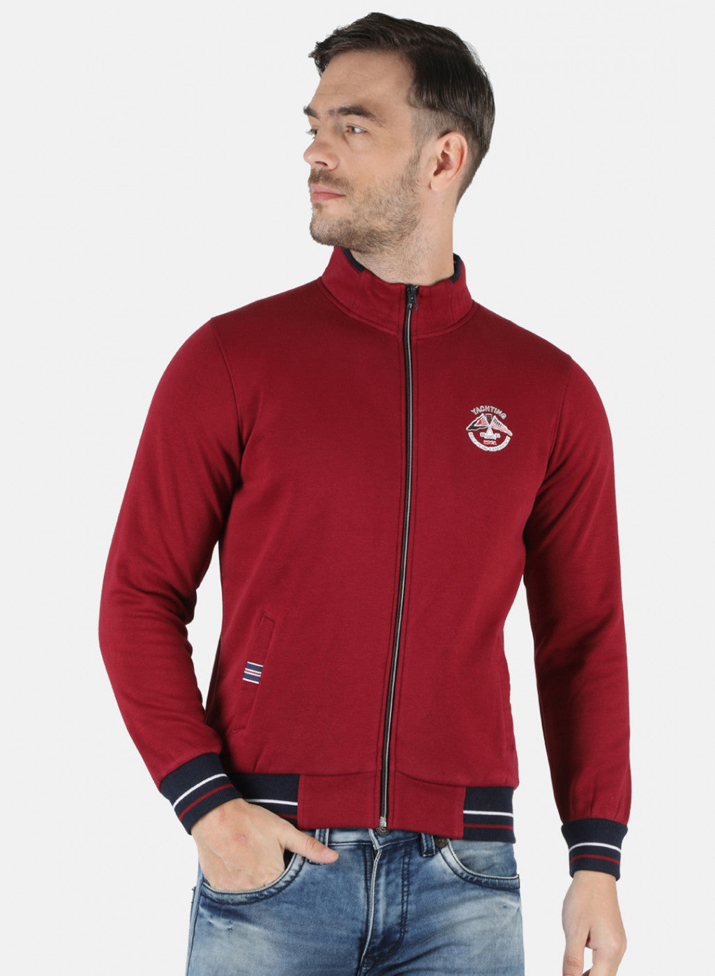 Men Maroon Solid Sweatshirt