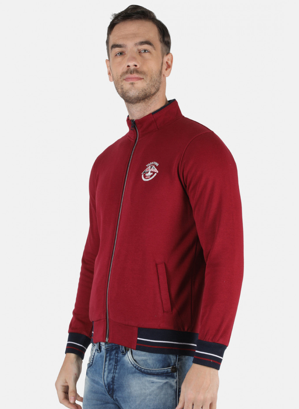 Men Maroon Solid Sweatshirt