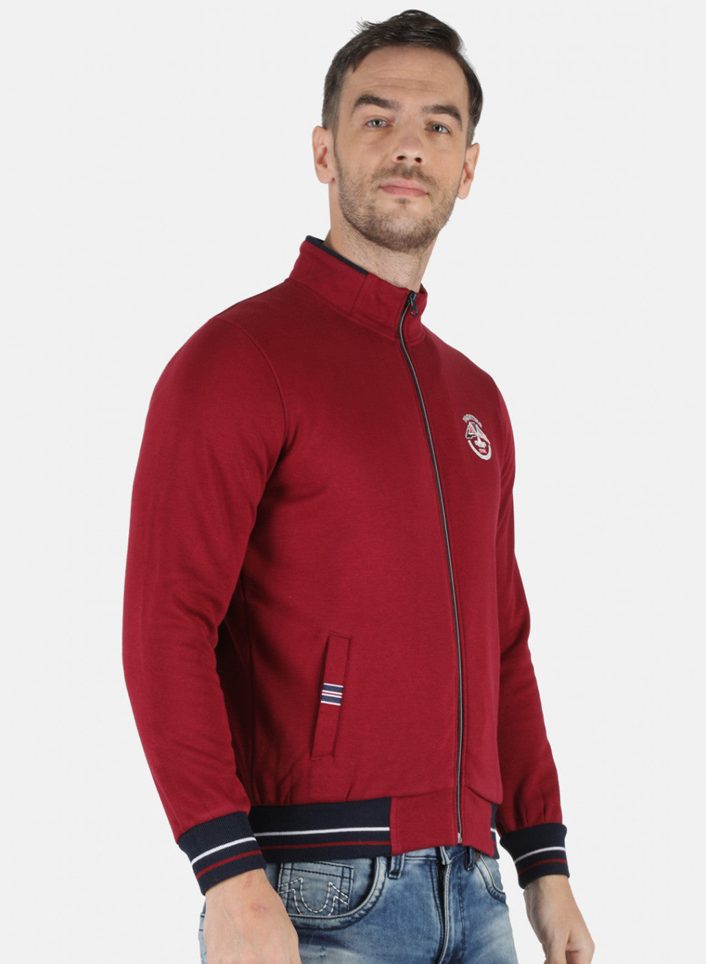 Men Maroon Solid Sweatshirt