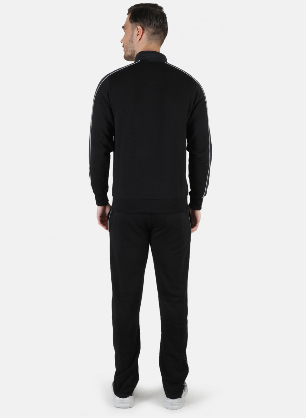 Men Black Solid Tracksuit