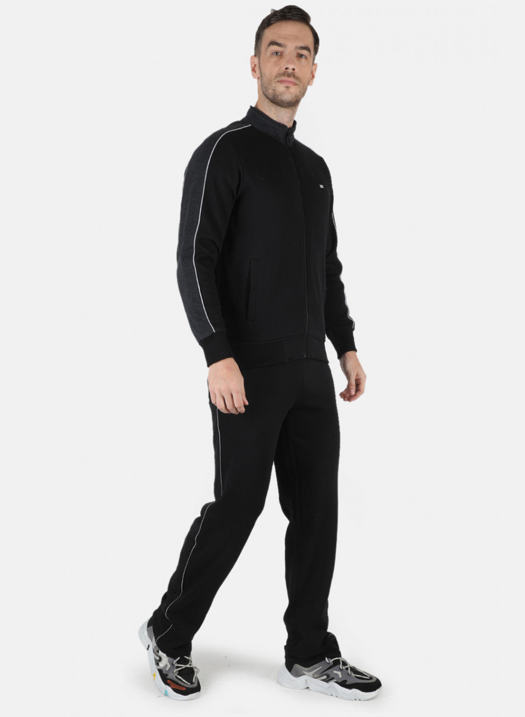 Men Black Solid Tracksuit