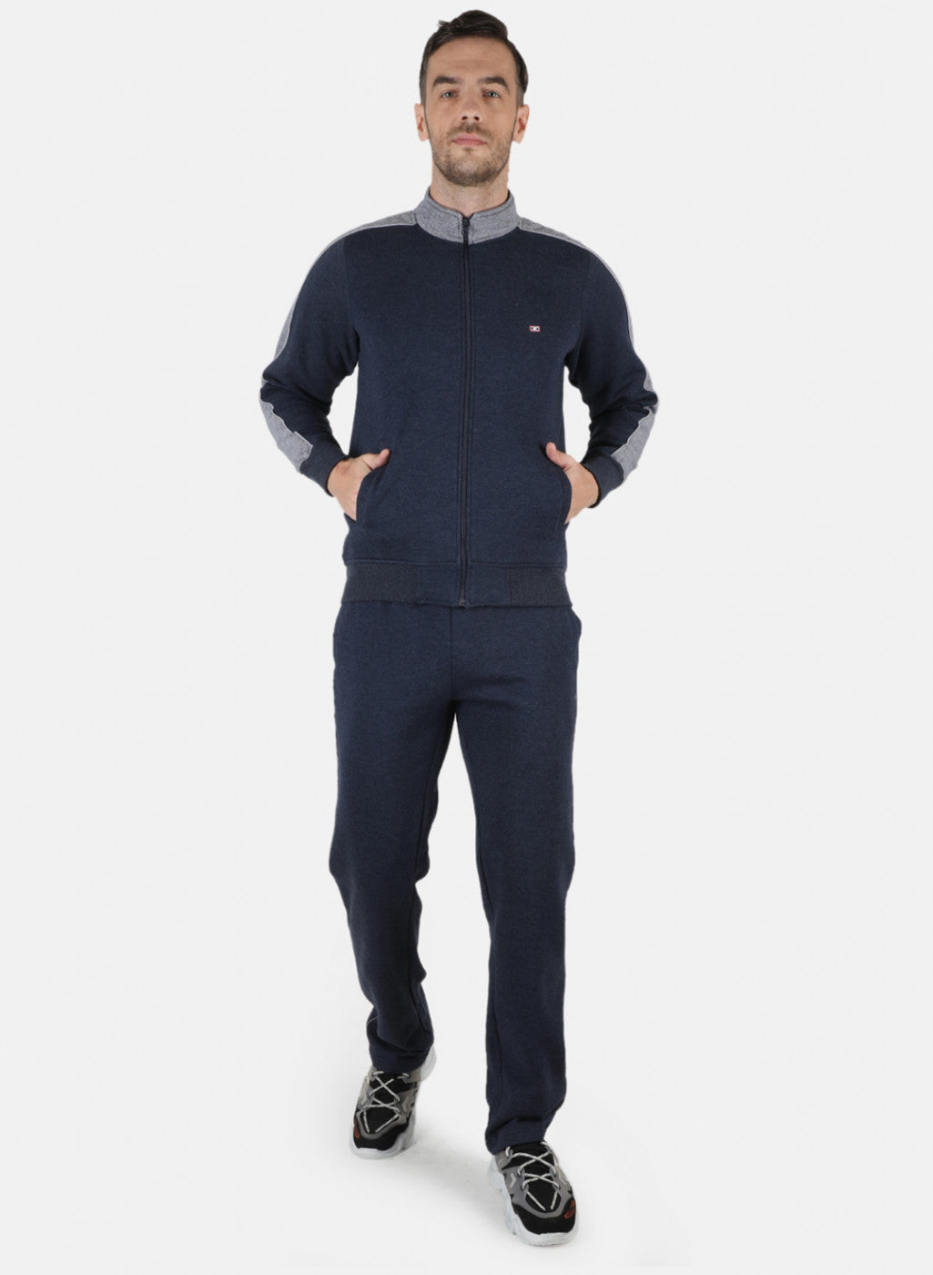 Men Blue Solid Tracksuit